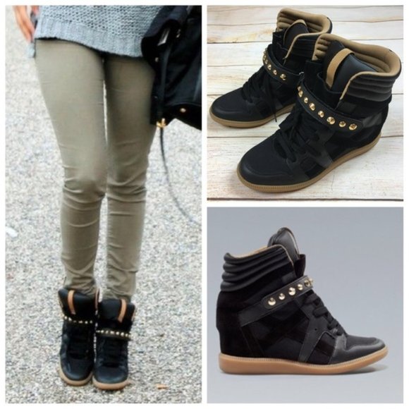 Zara Black Wedge Studded Sneaker - Picture 3 of 11